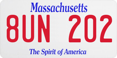 MA license plate 8UN202