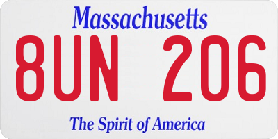 MA license plate 8UN206