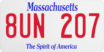 MA license plate 8UN207