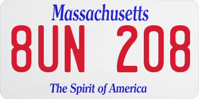 MA license plate 8UN208