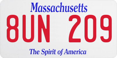 MA license plate 8UN209