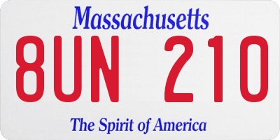 MA license plate 8UN210