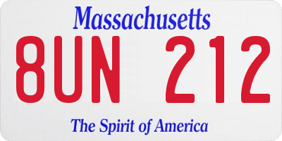 MA license plate 8UN212