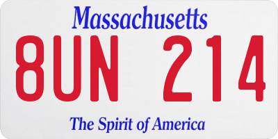 MA license plate 8UN214