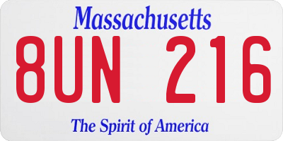 MA license plate 8UN216