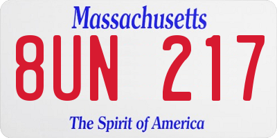 MA license plate 8UN217