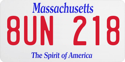 MA license plate 8UN218