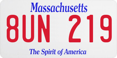 MA license plate 8UN219