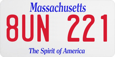 MA license plate 8UN221