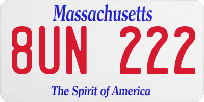 MA license plate 8UN222