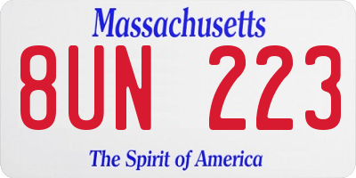 MA license plate 8UN223