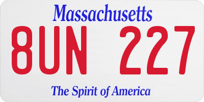 MA license plate 8UN227