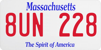 MA license plate 8UN228