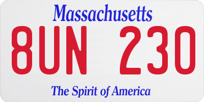 MA license plate 8UN230