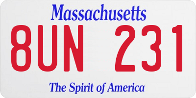 MA license plate 8UN231