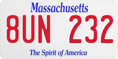 MA license plate 8UN232