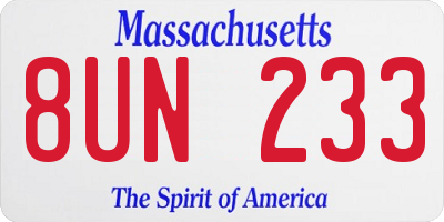 MA license plate 8UN233
