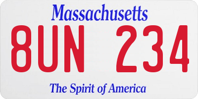 MA license plate 8UN234