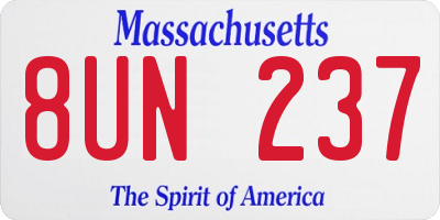 MA license plate 8UN237