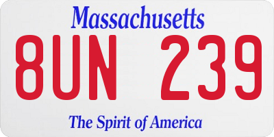 MA license plate 8UN239