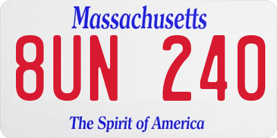 MA license plate 8UN240