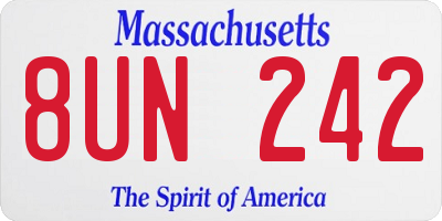 MA license plate 8UN242
