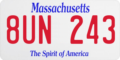 MA license plate 8UN243
