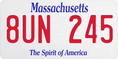 MA license plate 8UN245