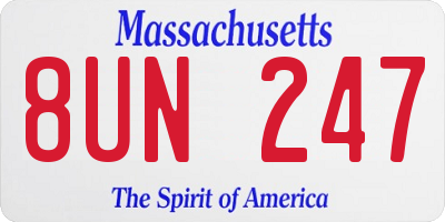 MA license plate 8UN247