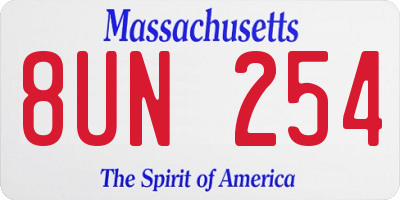MA license plate 8UN254