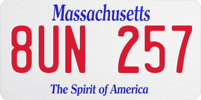 MA license plate 8UN257
