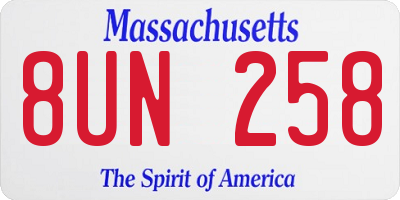 MA license plate 8UN258