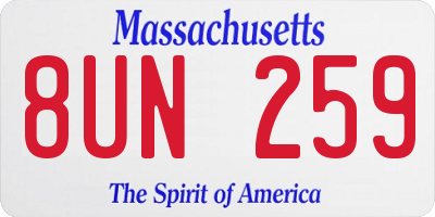 MA license plate 8UN259