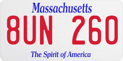 MA license plate 8UN260