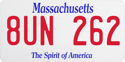 MA license plate 8UN262