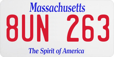 MA license plate 8UN263