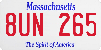 MA license plate 8UN265
