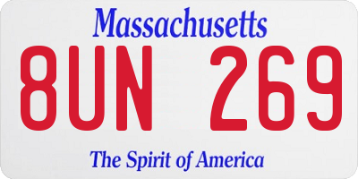MA license plate 8UN269