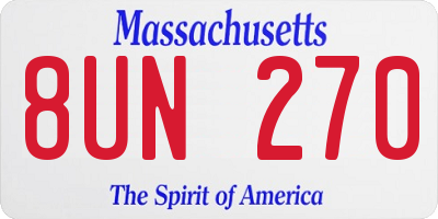 MA license plate 8UN270