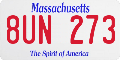 MA license plate 8UN273