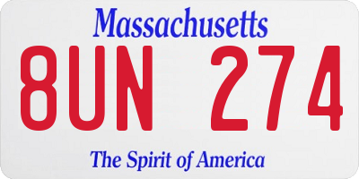 MA license plate 8UN274