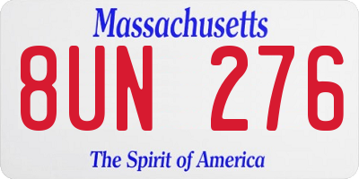 MA license plate 8UN276