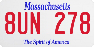 MA license plate 8UN278