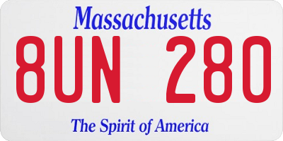MA license plate 8UN280
