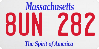 MA license plate 8UN282