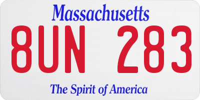 MA license plate 8UN283