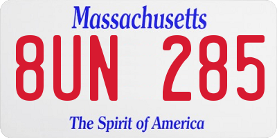 MA license plate 8UN285