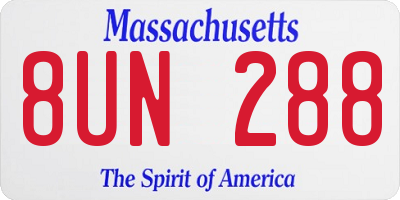 MA license plate 8UN288
