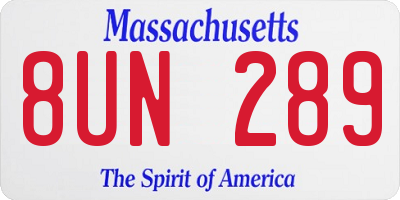 MA license plate 8UN289