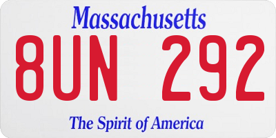 MA license plate 8UN292